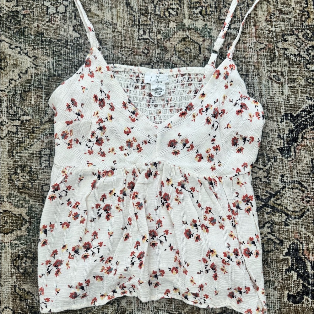 Floral Print White Tank Top